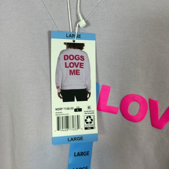 NWT Wildfox Crewneck Dogs Love Me Sweatshirt Pink Size L - Picture 7 of 9